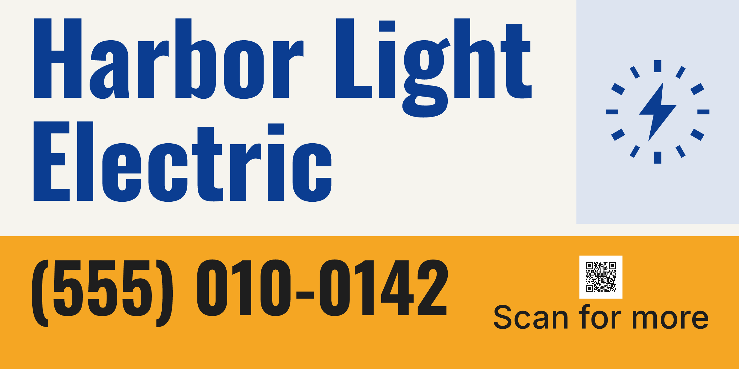 A Harbor Light Electric truck magnet with a large phone number and a scan code